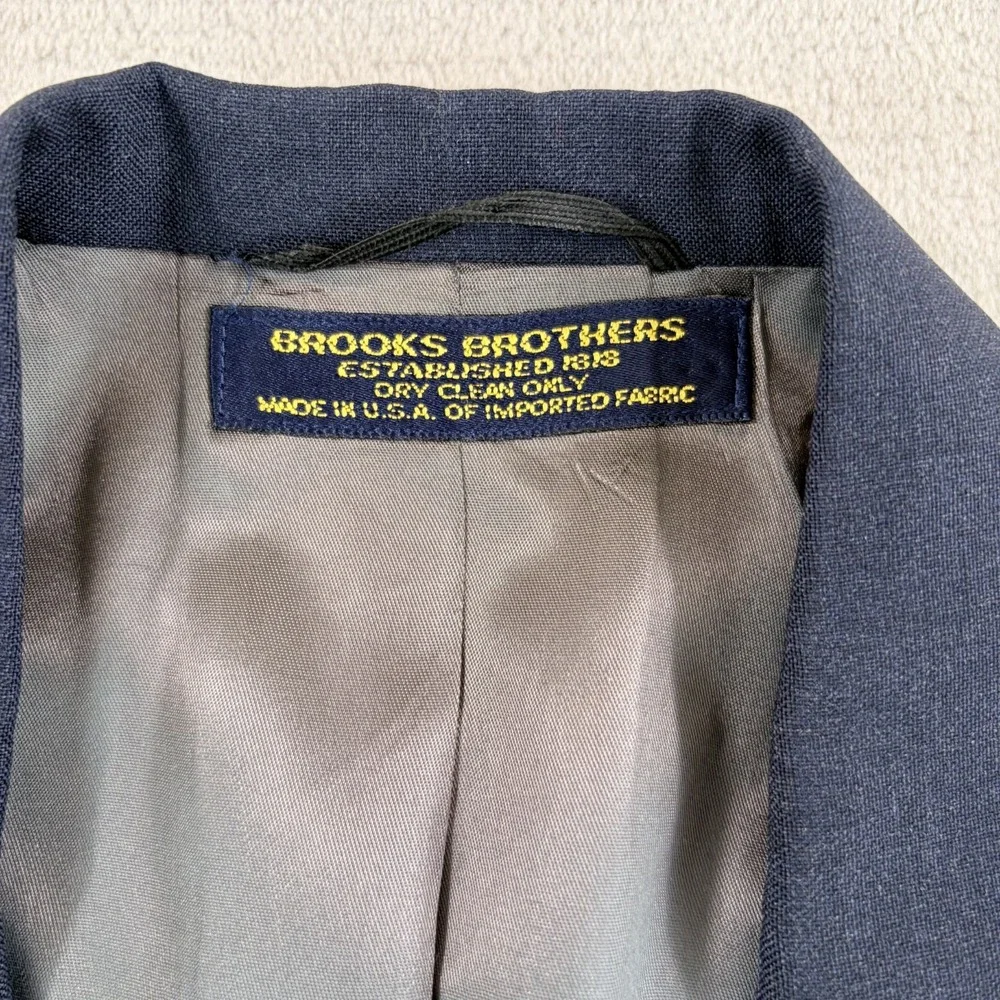 Vintage Brooks Brothers Blazer Sport Coat Navy Wool Men 42L USA Made Half Lined